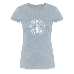 "In Seed We Trust" T-Shirt (Slim Fit) - heather ice blue