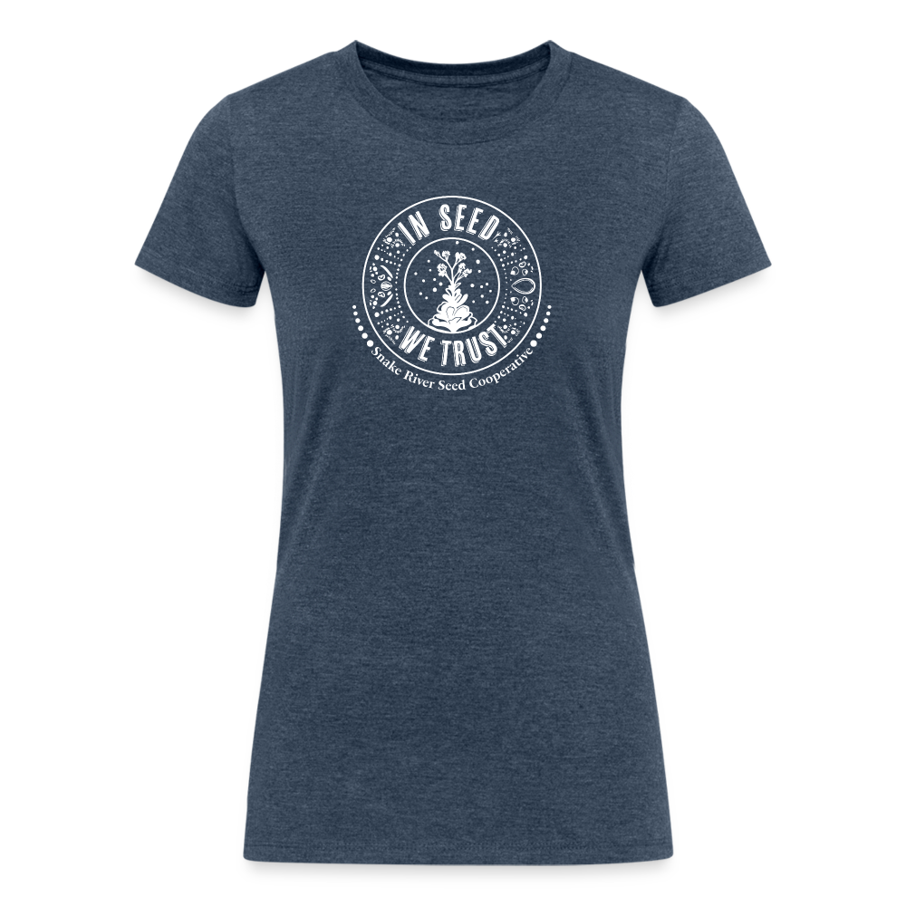 "In Seed We Trust" Tri-Blend T-Shirt (Slim Fit) - heather navy