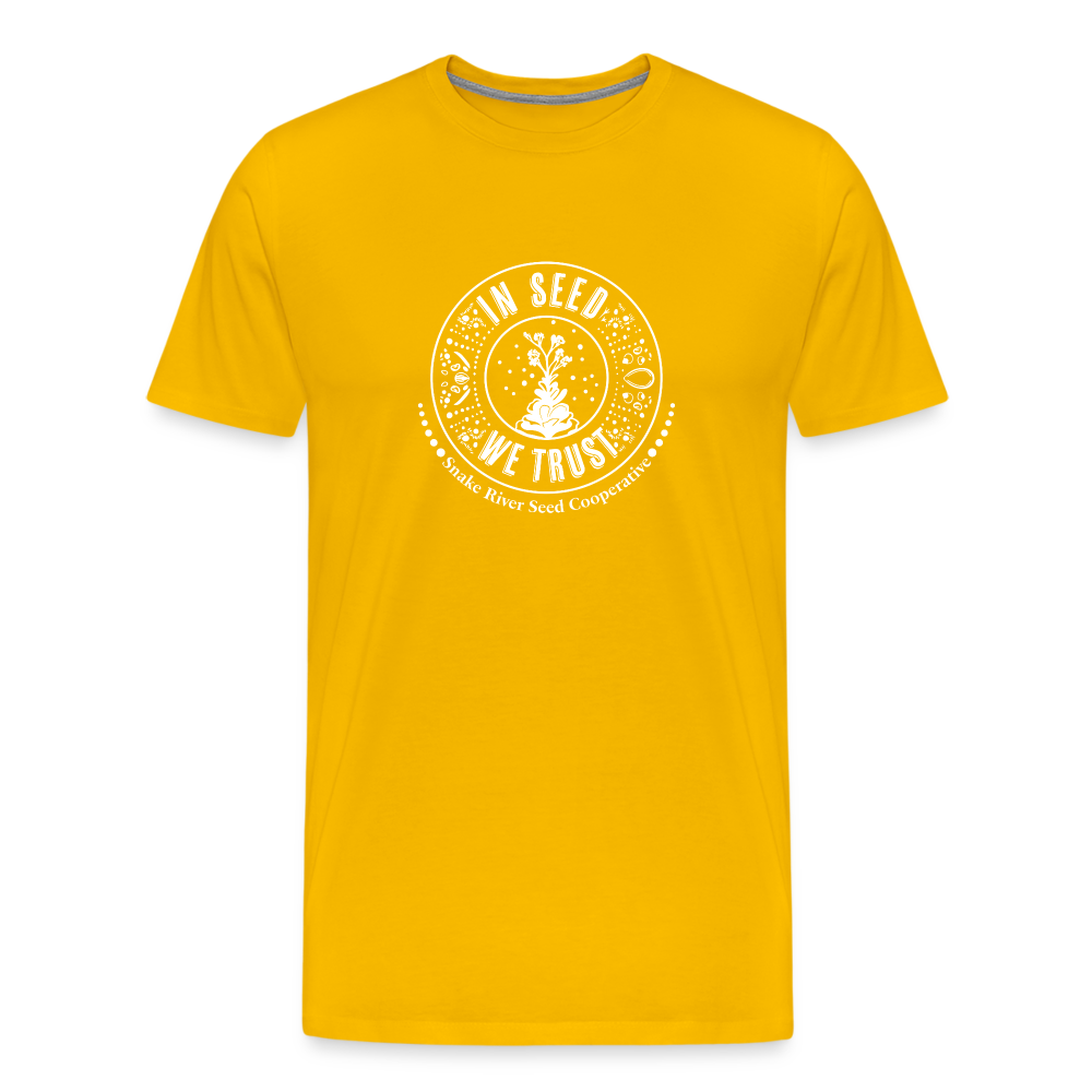 "In Seed We Trust" T-Shirt - sun yellow
