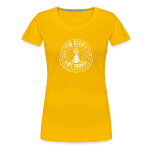 
            
                Load image into Gallery viewer, &amp;quot;In Seed We Trust&amp;quot; T-Shirt (Slim Fit) - sun yellow
            
        