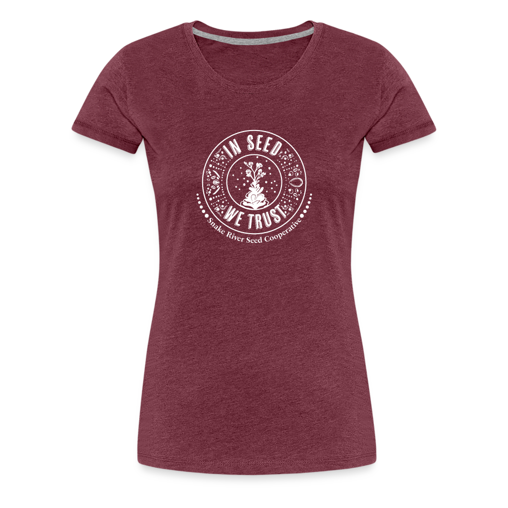 
            
                Load image into Gallery viewer, &amp;quot;In Seed We Trust&amp;quot; T-Shirt (Slim Fit) - heather burgundy
            
        