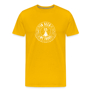 "In Seed We Trust" T-Shirt - sun yellow